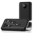 Yelomin 20000mAh Power Bank for iPhone, Portable Charger with 4 Built-in Cables, Battery Pack with LED Display&Flashlight, Phone Charger for Travel,Compatible iPhone Android Samsung Devices (Black)