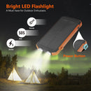 SOLPOWBEN Solar Power Bank,20000mAh Portable Charger with Built-in 3 Cable,5W Wireless Charger Compatible with iPhone,Android-Camping,Hiking,Travel Essentials(Orange)