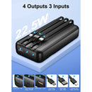 49800mAh Power Bank Portable Charger with Built in Cables,4 Outputs 3 Inputs 22.5W Fast Charger with LED Display Phone Charger Compatible with iPhone,Android-Camping,Hiking,Travel Essentials