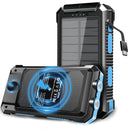 49800mAh Solar Power Bank Portable Charger with Wireless Charger for Apple Watch,iPhone,Fast Charging Travel Battery Pack with Camping Flashlight,Compatible with All Mobile Phones(Blue)