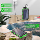 YELOMIN 20000mAh Waterproof Solar Power Bank,External Backup Pack Battery Dual USB Outputs/LED Flashlights, Suitable for Outdoor Camping (Green)