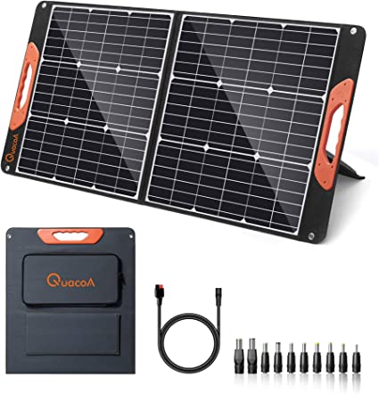 Quacoa 100W Portable Solar Panel for RV, Camping, Backpacking, Travel