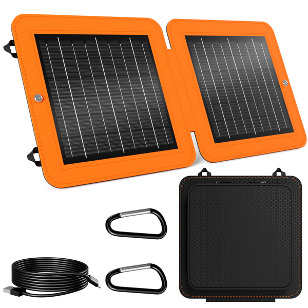 Solar Panel Charger 10W Portable Solar Panel Charger with Dual Smart USB Fast Charging Output(USB-A & Type-C) Foldable Solar Panel IPX5 Waterproof for Cellphone,iPad,Power Bank,Outdoor,Hiking,Camping