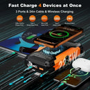 Nuynix 20000mAh Solar Charger Power Bank, 22.5W Fast Charging Solar Power Bank, 15W Portable Wireless Charger Built in Hand Crank and Retractable Cord Compatible for iPhone/Android Phone