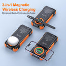 Solar Power Bank 20000mAh with Built-in Retractable Type-C Cable (Lightning Adapter) & Magnetic Wireless Charging, 22.5W Fast Charging Portable Battery Pack for Camping