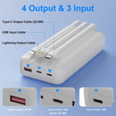 49800mAh Power Bank with Built in Cables, 22.5W Fast Charging Portable Charger, 4 Outputs 3 Inputs Led Display Battery Pack, Travel Camping Essentials Phone Charger for iPhone/iPad/Samsung/LG, White