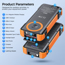 Solar Power Bank 20000mAh with Built-in Retractable Type-C Cable (Lightning Adapter) & Magnetic Wireless Charging, 22.5W Fast Charging Portable Battery Pack for Camping