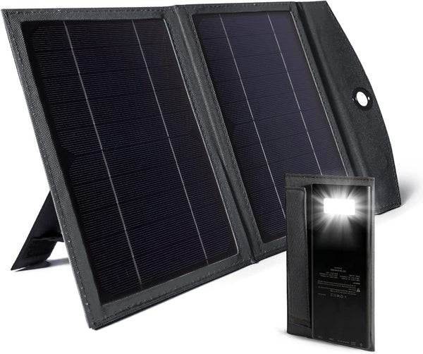 10W Solar Panel with 20000mAh Power Bank Black