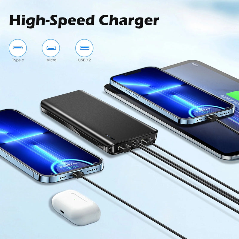 20000 mAh Portable Charger Power Bank Dual USB Battery Pack for iPhone, iPad, Galaxy, Android, Pixel and Tablet (Black)