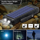 SOLPOWBEN 30000mAh Solar Charger for Cell Phone iPhone, Portable Solar Power Bank with Dual 5V USB Ports, 2 Led Light Flashlight, Compass Battery Pack for Outdoor Camping (Black)