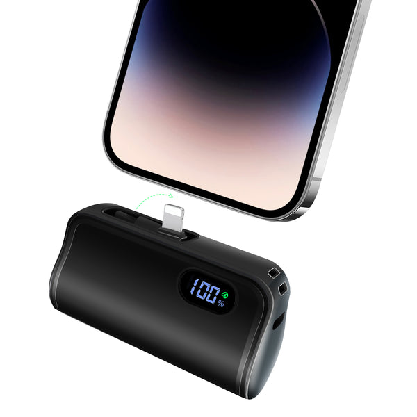 6000mAh Mini Portable Charger Power Bank for iPhone android with LED Display Mini Portable Charger Compatible with iPhone 15/15 pro/15 plus,14/14 Pro / 14 Plus Series (Black)