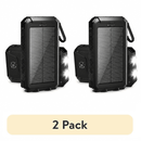 (2 pack) Solpowben 20000mAh Solar Power Bank Compatitble for iphone Portable Solar Power Bank with Dual 5V USB Ports 2 Flashlight Compass Battery Pack for Outdoor Camping Hiking(Black)