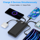 Yelomin 20000mAh Power Bank for iPhone, Portable Charger with 4 Built-in Cables, Battery Pack with LED Display&Flashlight, Phone Charger for Travel,Compatible iPhone Android Samsung Devices (Black)