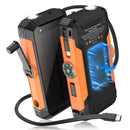 SOLPOWBEN 20000mAh Solar Power Bank Built in Retractable Cable and Hand Crank, Wireless Portable Charger with Flashlight & Compass, 22.5W Fast Charge Battery Pack for Camping Hiking Outdoor Travel Essentials