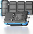 SOLPOWBEN Solar Power Bank 49800mAh Portable Charger with 4 Built-in Cables & 3 Foldable Panels, PD22.5W Fast Power Bank for Outdoor Camping, USB-C In/Output & Flashlight