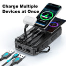 Solar Charger Power Bank 20000mAh Portable Charger with 4 Built-in Cables and USB-C in/Output, Dual Emergency Flashlights, Waterproof Outdoor Battery Pack for Camping, Hiking, Travel, and Storm Prep