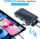 Solar Power Bank Charger - 20000mAh Solar Phone Charger with Dual 2.1A USB Ports Portable Solar Powered External Battery for iPhone Cell Phone Devices (Blue)