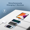 20000mAh Portable Charger with Built-in Cables and AC Wall Plug with LED Display Battery Pack for iPhone Android Samsung etc(Black)