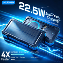SOLPOWBEN 49800mAh Solar Charger Power Bank for Iphone/Android, 22.5W Fast Charging Solar Power Bank, Portable 15W Wireless Charger Built-in 4 Cables,Dual Flashlights Battery Pack for Outdoor Camping