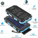 Solar Power Bank Charger - 20000mAh Solar Phone Charger with Dual 2.1A USB Ports Portable Solar Powered External Battery for iPhone Cell Phone Devices (Blue)