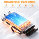 Solar Power Bank 38800mAh Portable Charger for Phone with USB-C, Outdoor Waterproof Battery Pack, 3 Outputs, Emergency LED Flashlight, Reliable Backup Power for Camping Hiking Travel and Power Outages