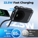 Yelomin 20000mAh Ultra Mini Portable Charger Power Bank,22.5W Fast Charging Phone Charger with Built-in Lanyard-style Charging Cables,Travel Charger Battery Pack for iPhone 17/16 Samsung,iPad,Black