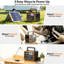 300W Portable Power Station, 90000mAh LiFePO4 Power Station w/ 8 Outlets, Outdoor Solar Generator for Camping, RV, Home Backup, Emergency Power w/ LED Light