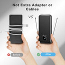 20000mAh Portable Charger with Built-in Cables and AC Wall Plug with LED Display Battery Pack for iPhone Android Samsung etc(Black)