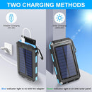 Solar Power Bank Charger - 20000mAh Solar Phone Charger with Dual 2.1A USB Ports Portable Solar Powered External Battery for iPhone Cell Phone Devices (Blue)