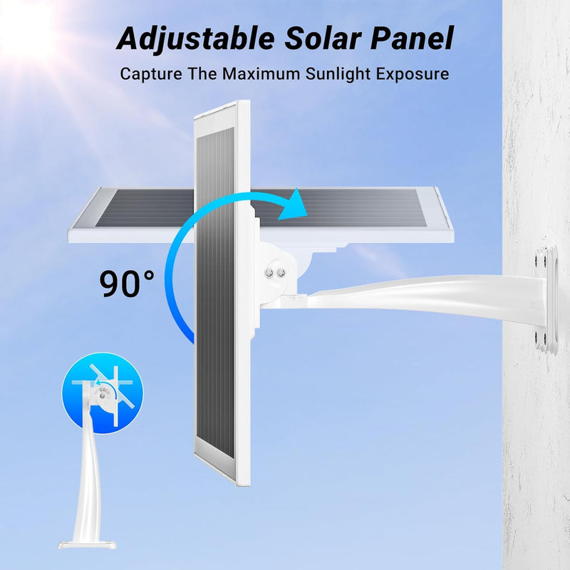 Solar Panel for Security Camera, 7W High-Efficiency Solar Cells, Camera Solar Panel Charger with IP65 Waterproof, Flexible Adjustment Bracket, 10ft Cable Compatible with DC 5V/1.5A Type-C & Micro USB