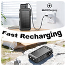 Solar Charger Power Bank 20000mAh Portable Charger with 4 Built-in Cables and USB-C in/Output, Dual Emergency Flashlights, Waterproof Outdoor Battery Pack for Camping, Hiking, Travel, and Storm Prep