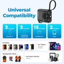 Yelomin 20000mAh Ultra Mini Portable Charger Power Bank,22.5W Fast Charging Phone Charger with Built-in Lanyard-style Charging Cables,Travel Charger Battery Pack for iPhone 17/16 Samsung,iPad,Black