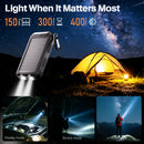 Solar Power Bank 38800mAh Portable Charger for Phone with USB-C, Outdoor Waterproof Battery Pack, 3 Outputs, Emergency LED Flashlight, Reliable Backup Power for Camping Hiking Travel and Power Outages