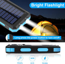 Solar Power Bank Charger - 20000mAh Solar Phone Charger with Dual 2.1A USB Ports Portable Solar Powered External Battery for iPhone Cell Phone Devices (Blue)