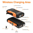 20000mAh Solar Power Bank Built in Hand Crank, Wireless Portable Charger with Bright Flashlight and Compass, 22.5W Fast Charge Battery Pack for Camping Hiking Outdoor Use, Travel Essentials, Orange