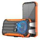 SOLPOWBEN Solar Power Bank,20000mAh Portable Charger with Built-in 3 Cable,5W Wireless Charger Compatible with iPhone,Android-Camping,Hiking,Travel Essentials(Orange)