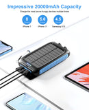 Yelomin 49800mAh Solar Power Bank Portable Charger with Dual 5V USB Ports,2 LED Light Flashlight,Waterproof Battery Pack for iPhone,Android,Suitable for Outdoor Camping Hiking Travel(Blue)