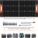 Quacoa 100W Portable Folding Waterproof Monocrystalline Solar Panel Power Charger System Kit for Camping Outdoor Boat Emergency Backup Power Station