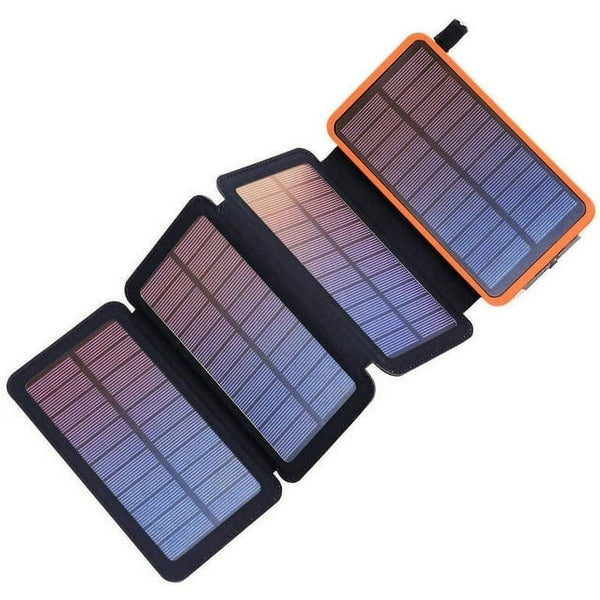 30000mAh Solar Charger 4 Panels, Portable Solar Power Bank with LED Light Flashlight, Dual 5V USB Portsfor Outdoor