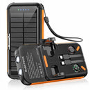 38800mAh Solar Power Bank, 22.5W Fast Charging Portable Charger for iPhone/Android, Solar Charger with Built‑in Cables & Dual Flashlight for Outdoor Camping Hiking(Orange)
