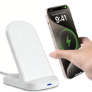 SOLPOWBEN Wireless Charger Stand 15w Max Fast Wireless Charging Stand Compatible with iPhone 17/17 Plus/17 Pro Max 16/15/14/13/SE/12 Series (Without AC Adapter) White