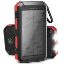 Solpowben 20000mAh Solar Power Bank Compatitble for iphone Portable Solar Power Bank with Dual 5V USB Ports 2 Flashlight Compass Battery Pack for Outdoor Camping Hiking(Red)
