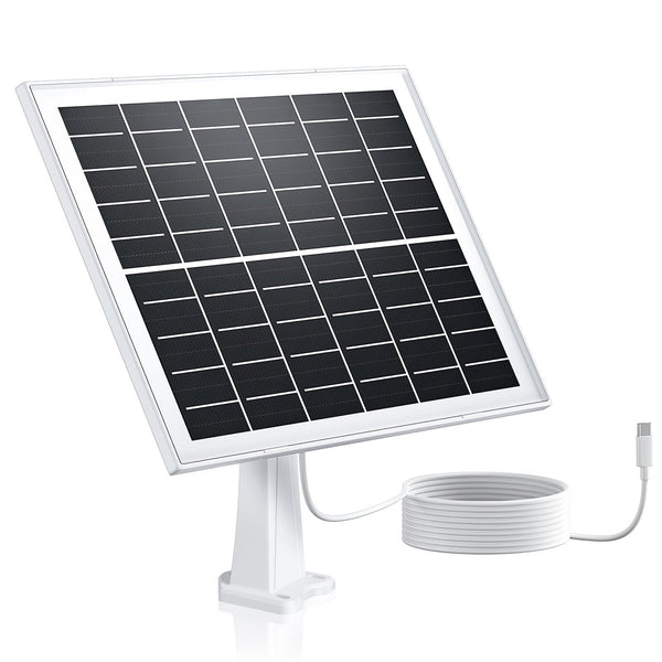 Solar Panel for Security Camera, 7W High-Efficiency Solar Cells, Camera Solar Panel Charger with IP65 Waterproof, Flexible Adjustment Bracket, 10ft Cable Compatible with DC 5V/1.5A Type-C & Micro USB