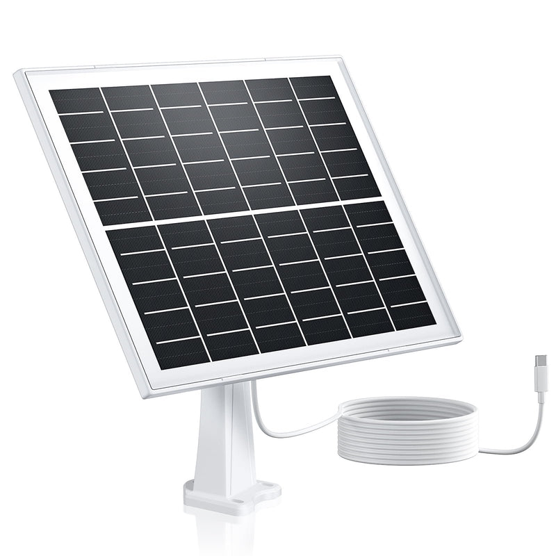 Solar Panel for Security Camera, 7W High-Efficiency Solar Cells, Camera Solar Panel Charger with IP65 Waterproof, Flexible Adjustment Bracket, 10ft Cable Compatible with DC 5V/1.5A Type-C & Micro USB