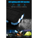 SOLPOWBEN 30000mAh Solar Charger for Cell Phone iPhone, Portable Solar Power Bank with Dual 5V USB Ports, 2 Led Light Flashlight, Compass Battery Pack for Outdoor (Blue)