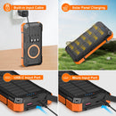 49800mAh Solar Charger Power Bank for iphone android,Portable Phone Charger with 15W Wireless Charger and 4 Built-in Cables, Battery Pack for Outdoor Camping Hiking
