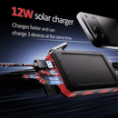 Solpowben 20000mAh Solar Power Bank Compatitble for iphone Portable Solar Power Bank with Dual 5V USB Ports 2 Flashlight Compass Battery Pack for Outdoor Camping Hiking(Red)
