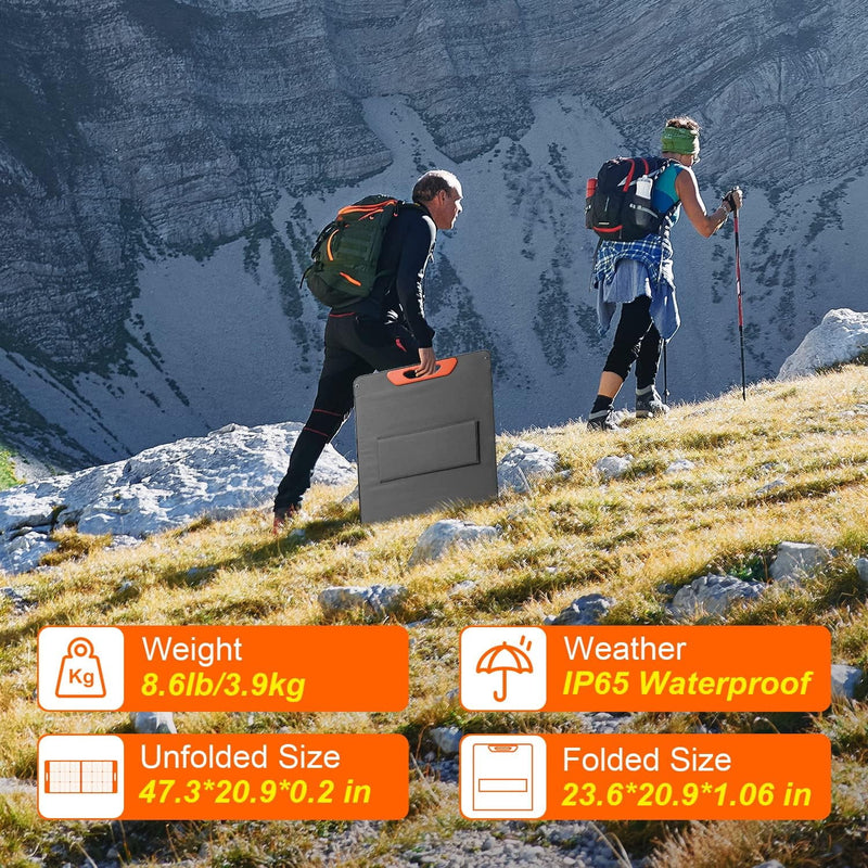 100W Portable Solar Panel, Waterproof Foldable Solar Panel Power Backup, Solar Charger for Power Station