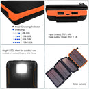 30000mAh Solar Charger 4 Panels, Portable Solar Power Bank with LED Light Flashlight, Dual 5V USB Portsfor Outdoor