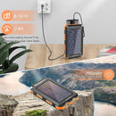 Solar Charger Power Bank 20000mAh Portable Charger with 4 Built-in Cables and USB-C in/Output, Dual Emergency Flashlights, Waterproof Outdoor Battery Pack for Camping, Hiking, Travel, and Storm Prep